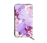YYHWHJDE Pochette lunga in pelle di qualità con stampa orchidea, progettata per ragazze e donne alla moda, elegante, 19 x 10,5 cm, Nero , Taglia unica