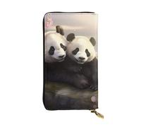 YYHWHJDE Pochette lunga in pelle di qualità con stampa panda, design alla moda, per ragazze e donne, elegante, 19 x 10,5 cm, Nero , Taglia unica
