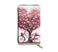 YYHWHJDE Pochette lunga in pelle di qualità con stampa romantica di albero e bicicletta, per la festa della mamma, San Valentino, progettata per ragazze e donne alla moda, elegante, 19 x 10,5 cm, Nero
