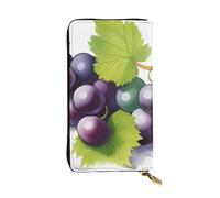 YYHWHJDE Pochette lunga in pelle di qualità con uva viola e verde, progettata per ragazze e donne alla moda, elegante, 19 x 10,5 cm, Nero , Taglia unica