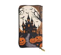 YYHWHJDE Pochette lunga in pelle di qualità gotica Happy Halloween progettata per ragazze e donne alla moda elegante 19 x 10,5 cm, Nero , Taglia unica