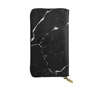 YYHWHJDE Pochette lunga in pelle nera con stampa marmorizzata di qualità, progettata per ragazze e donne alla moda, elegante, 19 x 10,5 cm, Nero , Taglia unica