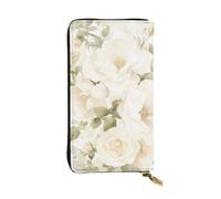 YYHWHJDE Pochette lunga in pelle stampata ad acquerello bianco floreale rosa progettata per ragazze e donne alla moda elegante e personalizzata 19 x 10,5 cm, nero, taglia unica, Nero , Taglia unica