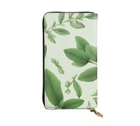 YYHWHJDE Pochette lunga in pelle stampata con foglie e rami di erbe aromatiche con fiori verdi, progettata per ragazze e donne alla moda, elegante e personalizzata, 19 x 10,5 cm, nero, taglia unica,