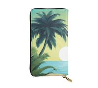 YYHWHJDE Pochette lunga in pelle stampata con palme tropicali, progettata per ragazze e donne alla moda, elegante e personalizzata, 19 x 10,5 cm, nero, taglia unica, Nero , Taglia unica
