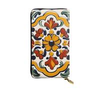 YYHWHJDE Pochette lunga messicana in pelle con stampa di piastrelle di ceramica di qualità, progettata per ragazze e donne alla moda, elegante, 19 x 10,5 cm, Nero , Taglia unica