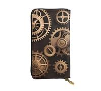 YYHWHJDE Pochette lunga Steampunk con ingranaggi meccanici, in pelle di qualità, progettata per ragazze e donne alla moda, elegante, 19 x 10,5 cm, Nero , Taglia unica