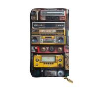 YYHWHJDE Pochette lunga vintage Wall of Radio Boombox in pelle di qualità fotografica progettata per ragazze e donne alla moda elegante 19 x 10,5 cm, Nero , Taglia unica