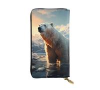 YYHWHJDE Polar Bear in Winter Picture Quality Leather Long Clutch Portafoglio progettato per ragazze e donne alla moda elegante 19 x 10,5 cm, Nero , Taglia unica