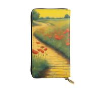 YYHWHJDE Poppies Field Yellow Brick Road Picture Leather lunga pochette portafoglio Progettato per ragazze e donne alla moda elegante e personalizzato 19 x 10,5 cm, nero, taglia unica, Nero , Taglia