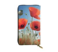 YYHWHJDE Poppies on Blue Sky - Portafoglio lungo in pelle di qualità per ragazze e donne, alla moda, 19 x 10,5 cm, Nero , Taglia unica