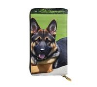 YYHWHJDE Portafoglio lungo in pelle con immagine di cane pastore tedesco, progettato per ragazze e donne alla moda, elegante e personalizzato, 19 x 10,5 cm, nero, taglia unica, Nero , Taglia unica