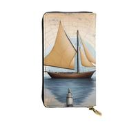 YYHWHJDE Portafoglio lungo in pelle con stampa di barca a vela e mappa, progettato per ragazze e donne alla moda, elegante, 19 x 10,5 cm, Nero , Taglia unica
