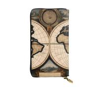 YYHWHJDE Portafoglio lungo in pelle con stampa di mappe antiche mappe del mondo, progettato per ragazze e donne alla moda, elegante e personalizzato, 19 x 10,5 cm, nero, taglia unica, Nero , Taglia