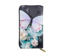 YYHWHJDE Portafoglio lungo in pelle con stampa farfalla bianca Progettato per ragazze e donne alla moda elegante e personalizzato 19 x 10,5 cm, nero, taglia unica, Nero , Taglia unica