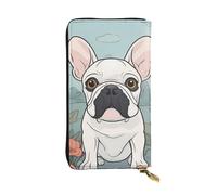 YYHWHJDE Portafoglio lungo in pelle di qualità con bulldog francese disegnato per ragazze e donne alla moda elegante 19 x 10,5 cm, Nero , Taglia unica