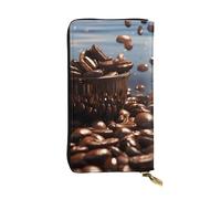 YYHWHJDE Portafoglio lungo in pelle di qualità con chicchi di caffè, progettato per ragazze e donne alla moda, elegante, 19 x 10,5 cm, Nero , Taglia unica