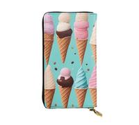 YYHWHJDE Portafoglio lungo in pelle di qualità con coni gelato progettato per ragazze e donne alla moda elegante 19 x 10,5 cm, Nero , Taglia unica