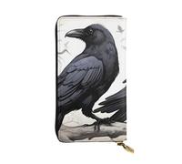 YYHWHJDE Portafoglio lungo in pelle di qualità con corvi neri dei cartoni animati, progettato per ragazze e donne alla moda, elegante, 19 x 10,5 cm, Nero , Taglia unica