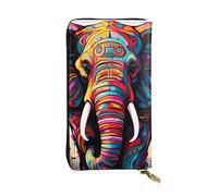 YYHWHJDE Portafoglio lungo in pelle di qualità con elefante colorato, progettato per ragazze e donne alla moda, elegante, 19 x 10,5 cm, Nero , Taglia unica