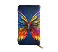 YYHWHJDE Portafoglio lungo in pelle di qualità con farfalla arcobaleno, progettato per ragazze e donne alla moda, elegante, 19 x 10,5 cm, Nero , Taglia unica