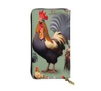 YYHWHJDE Portafoglio lungo in pelle di qualità con gallo e gallina, progettato per ragazze e donne alla moda, elegante, 19 x 10,5 cm, Nero , Taglia unica