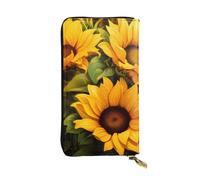 YYHWHJDE Portafoglio lungo in pelle di qualità con girasoli gialli progettato per ragazze e donne alla moda elegante 19 x 10,5 cm, Nero , Taglia unica