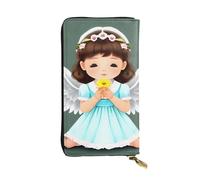 YYHWHJDE Portafoglio lungo in pelle di qualità con grazioso piccolo angelo, progettato per ragazze e donne alla moda, elegante, 19 x 10,5 cm, Nero , Taglia unica