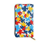 YYHWHJDE Portafoglio lungo in pelle di qualità con immagine a forma di cuore per la consapevolezza dell'autismo, progettato per ragazze e donne alla moda, elegante, 19 x 10,5 cm, Nero , Taglia unica