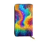 YYHWHJDE Portafoglio lungo in pelle di qualità con immagine arcobaleno colorato progettato per ragazze e donne alla moda elegante 19 x 10,5 cm, Nero , Taglia unica