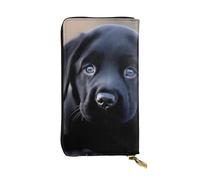 YYHWHJDE Portafoglio lungo in pelle di qualità con immagine di cucciolo di labrador nero, progettato per ragazze e donne alla moda, elegante, 19 x 10,5 cm, Nero , Taglia unica