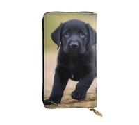 YYHWHJDE Portafoglio lungo in pelle di qualità con immagine di cucciolo di labrador nero, progettato per ragazze e donne alla moda, elegante, 19 x 10,5 cm, Nero , Taglia unica