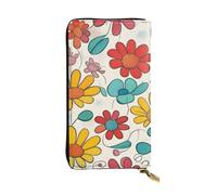 YYHWHJDE Portafoglio lungo in pelle di qualità con immagine di fiore colorato, progettato per ragazze e donne alla moda, elegante, 19 x 10,5 cm, Nero , Taglia unica