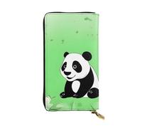 YYHWHJDE Portafoglio lungo in pelle di qualità con immagine di panda verde progettato per ragazze e donne alla moda elegante 19 x 10,5 cm, Nero , Taglia unica