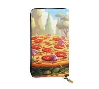YYHWHJDE Portafoglio lungo in pelle di qualità con immagine pizza, progettato per ragazze e donne alla moda, elegante, 19 x 10,5 cm, Nero , Taglia unica