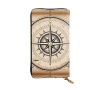 YYHWHJDE Portafoglio lungo in pelle di qualità con mappa della bussola, design nautico, progettato per ragazze e donne alla moda, elegante, 19 x 10,5 cm, Nero , Taglia unica