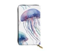 YYHWHJDE Portafoglio lungo in pelle di qualità con meduse 3D ad acquerello, progettato per ragazze e donne alla moda, elegante, 19 x 10,5 cm, Nero , Taglia unica