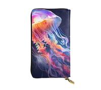 YYHWHJDE Portafoglio lungo in pelle di qualità con meduse colorate progettato per ragazze e donne alla moda elegante 19 x 10,5 cm, Nero , Taglia unica