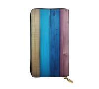 YYHWHJDE Portafoglio lungo in pelle di qualità con sfondo in legno colorato arcobaleno progettato per ragazze e donne alla moda elegante 19 x 10,5 cm, Nero , Taglia unica