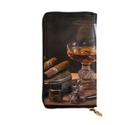 YYHWHJDE Portafoglio lungo in pelle di qualità con sigari e whisky, progettato per ragazze e donne alla moda, elegante, 19 x 10,5 cm, Nero , Taglia unica