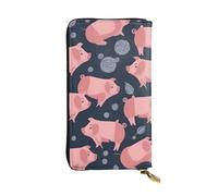 YYHWHJDE Portafoglio lungo in pelle di qualità con simpatico motivo maialini, progettato per ragazze e donne alla moda, elegante, 19 x 10,5 cm, Nero , Taglia unica