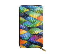 YYHWHJDE Portafoglio lungo in pelle di qualità con squame di pesce arcobaleno progettato per ragazze e donne alla moda elegante 19 x 10,5 cm, Nero , Taglia unica