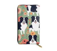 YYHWHJDE Portafoglio lungo in pelle di qualità con stampa Border Collie Florals, progettato per ragazze e donne alla moda, elegante, 19 x 10,5 cm, Nero , Taglia unica