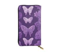 YYHWHJDE Portafoglio lungo in pelle di qualità con stampa di farfalle viola, progettato per ragazze e donne alla moda, elegante, 19 x 10,5 cm, Nero , Taglia unica