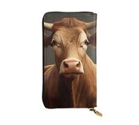 YYHWHJDE Portafoglio lungo in pelle di qualità con stampa di mucca marrone animale, progettato per ragazze e donne alla moda, elegante, 19 x 10,5 cm, Nero , Taglia unica