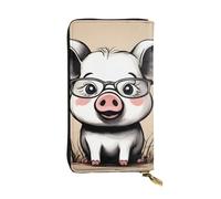 YYHWHJDE Portafoglio lungo in pelle di qualità con stampa maialino divertente progettato per ragazze e donne alla moda elegante 19 x 10,5 cm, Nero , Taglia unica