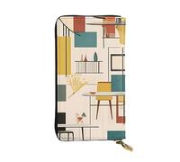 YYHWHJDE Portafoglio lungo in pelle di qualità con stampa moderna di metà secolo, progettato per ragazze e donne alla moda, elegante 19 x 10,5 cm, Nero , Taglia unica