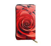 YYHWHJDE Portafoglio lungo in pelle stampata a spirale con fiore rosso disegnato per ragazze e donne alla moda elegante e personalizzato 19 x 10,5 cm, nero, taglia unica, Nero , Taglia unica