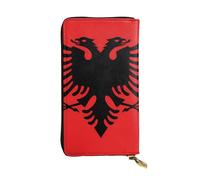 YYHWHJDE Portafoglio lungo in pelle stampata con bandiera albanese Progettato per ragazze e donne alla moda elegante e personalizzato 19 x 10,5 cm, nero, taglia unica, Nero , Taglia unica
