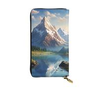 YYHWHJDE Portafoglio lungo in pelle stampata con montagna e lago, progettato per ragazze e donne alla moda, elegante, 19 x 10,5 cm, Nero , Taglia unica